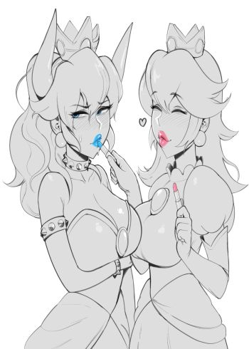 Bowsette And Peach's Dick Sucking Contest